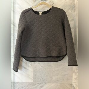 Jcrew cropped gray sweater with diamond pattern stitching
